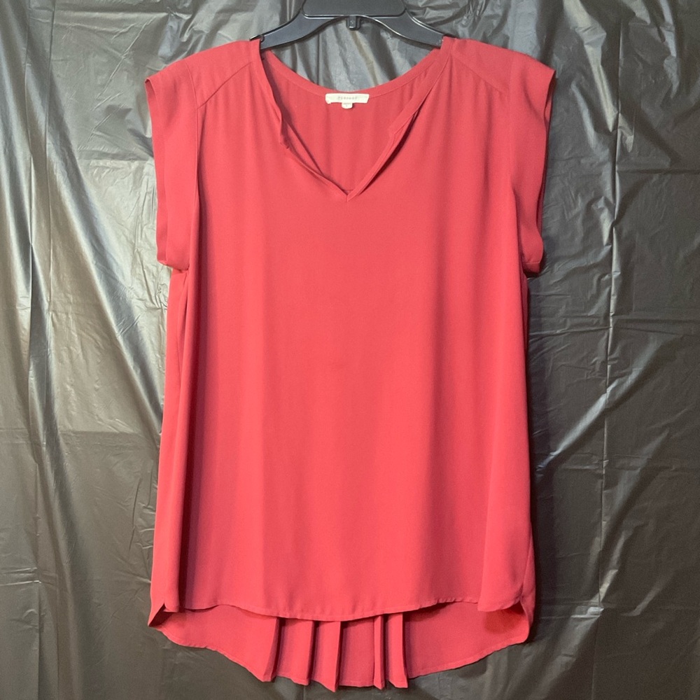 Pleione Brick-Colored Women’s Pleated Blouse